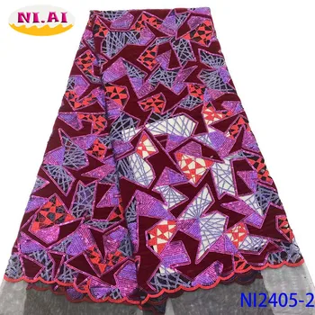 

Peach Nigerian Lace Fabric Embroidered Bridal Velvet Lace Fabric French Laces High Quality Sequence Laces Trim NAni2405-2