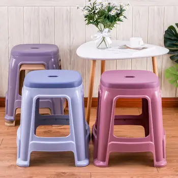 

Plastic stool two-color frosted adult household dining chair high stool bathroom toilet non-slip generous stool thickened