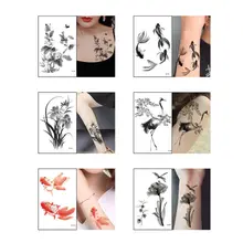 New Various Easy To Use Waterproof Flower Art Temporary Tattoos Fake Tattoo Chinese Ink Painting