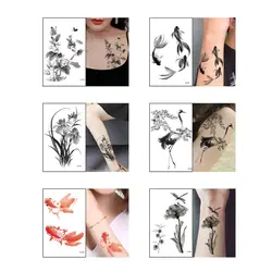 New Various Easy To Use Waterproof Flower Art Temporary Tattoos Fake Tattoo Chinese Ink Painting
