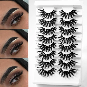 

8 Pairs Fake Mink Hair Synthetic Eyelashes Set HandMade Natural Long Lasting Extension Full Strip False Eye Lashes Make Up Tools