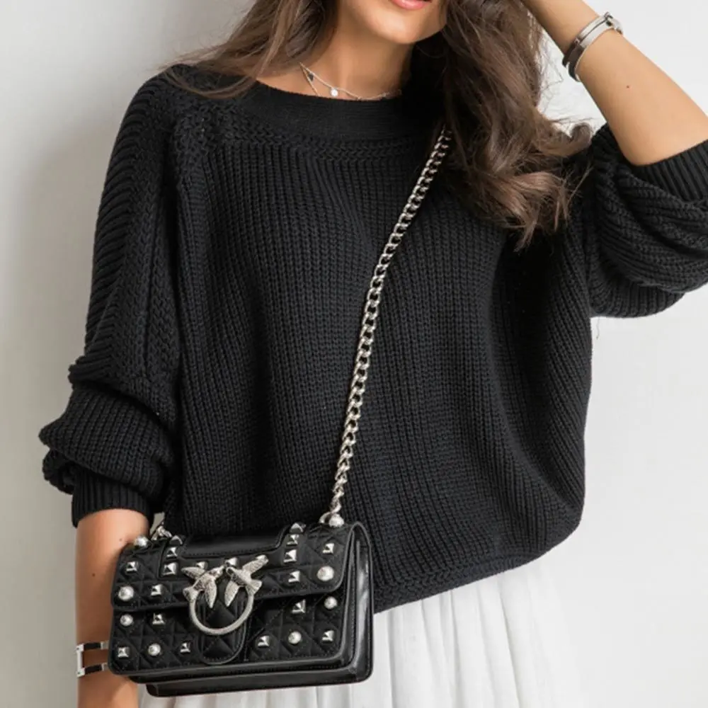 Женский трикотажный свитер с открытой спиной LASPERAL повседневный Свободный