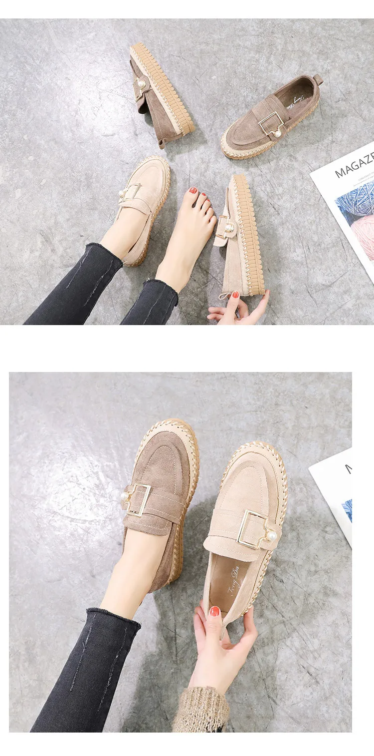 Shoes Woman Flats All-Match Clogs Platform Fashion Women's Slip-on Autumn Soft Loafers With Fur Casual Female Sneakers