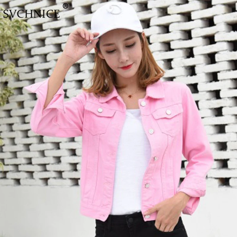 Pink short denim jacket Clearance