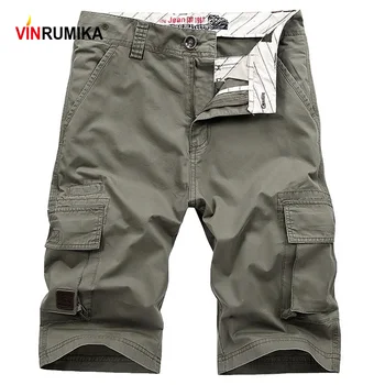 通販 2020プラスサイズ30-44男性の夏の軍事カジュアルな綿100% アーミーグリーンショーツ男カーキ貨物ワークブルーズボン