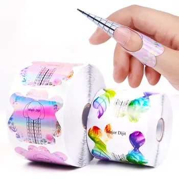 

300/500Pcs/Roll Nail Extension Nail Form Guides French Nail Form Rectangle Colorful Nail Art Acrylic UV Gel Extension Tips