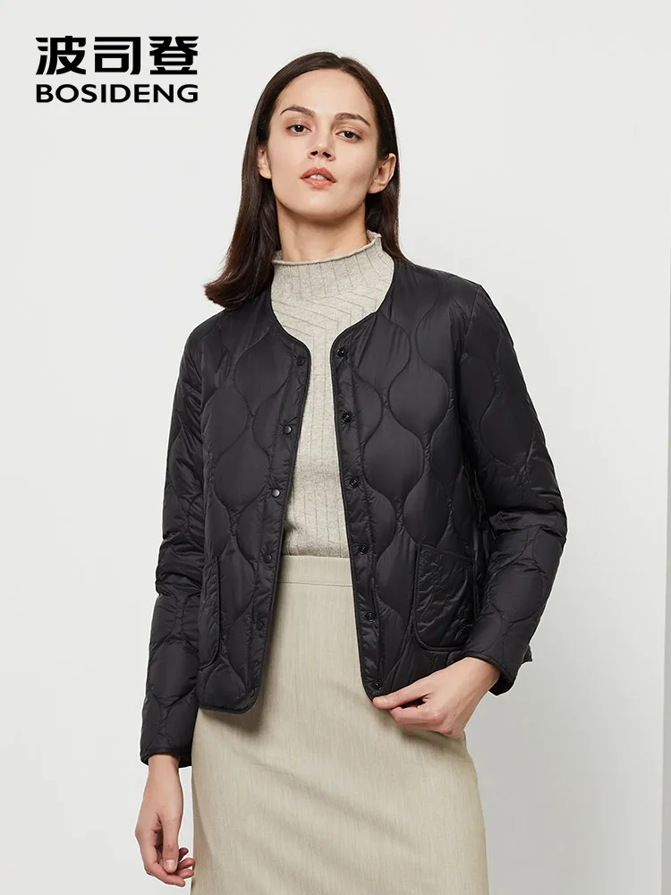  BOSIDENG womens clothing Spring down coat regular jacket ultra light solid color slim plus size B90