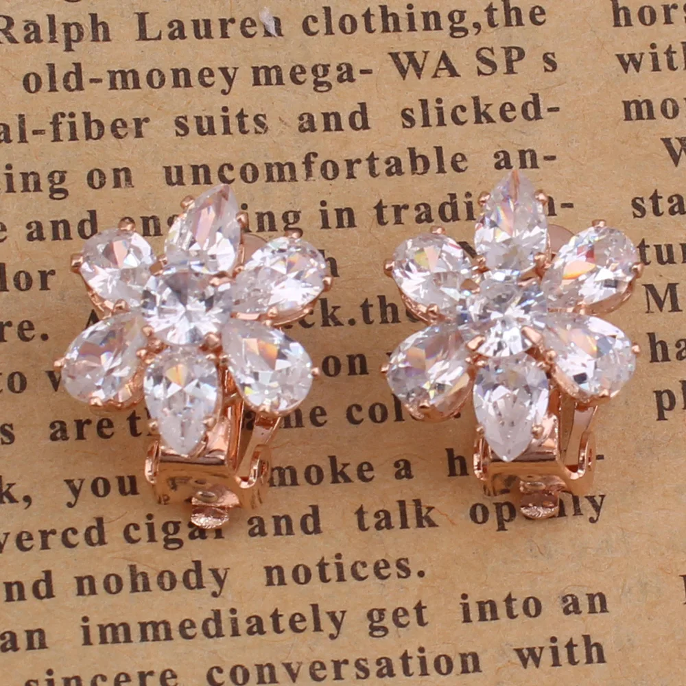12 Colors AAA Cubic Zircon Tear Drop Geometric Clip on Earrings No Pierced Women Party Wedding Charm Ear Clip GRACE JUN ear clip earrings clip earrings ear clip ear accessories