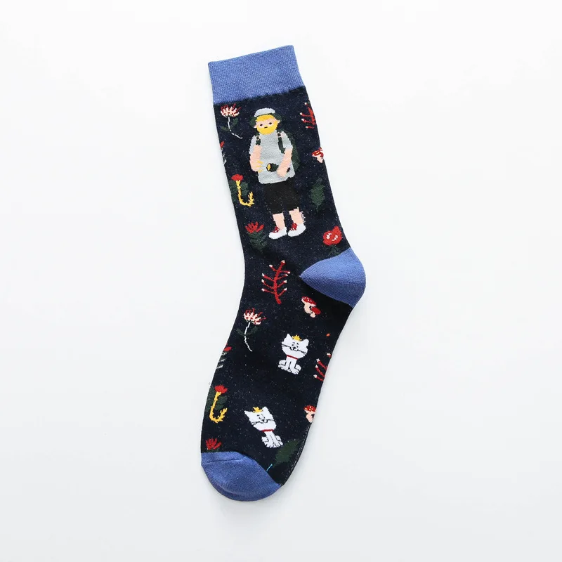 Хлопок Для мужчин носков стандартной длины женские счастливые носки Красочные Креативные носки с персонажами из мультфильмов Носки с рисунком тренд носки сумо зимняя х/б носки 5 пар/компл
