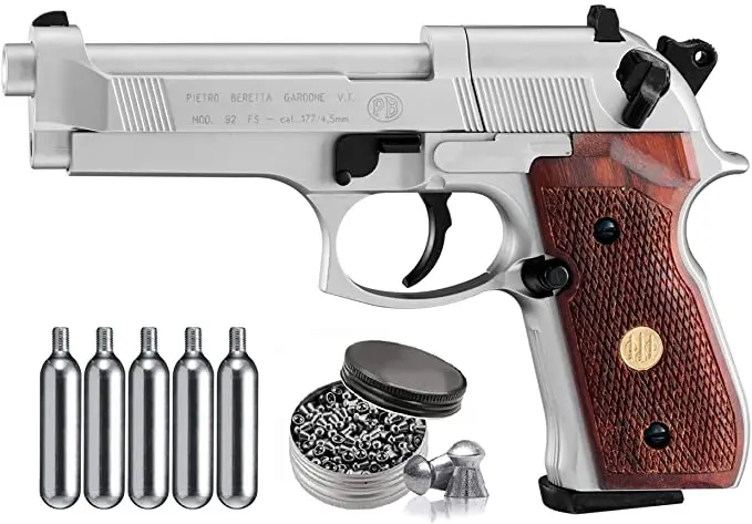 Пневматический пистолет Beretta M92FS с резервуарами CO2 5x12 и комплектом свинцовых