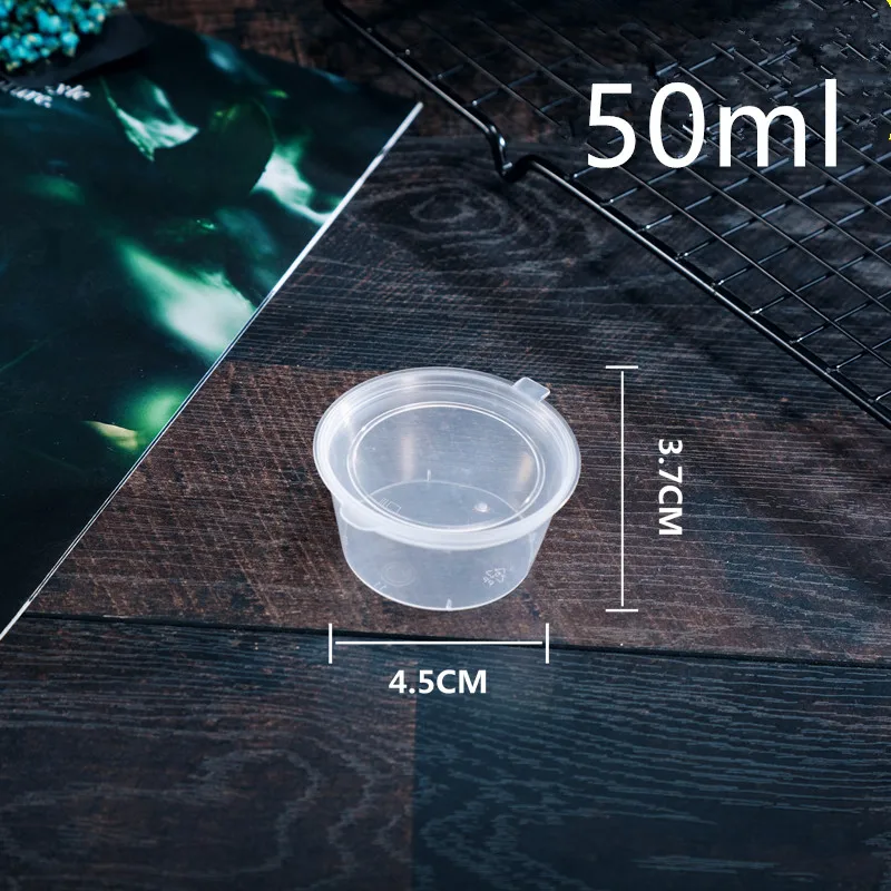 cup and lid 500 шт высокое качество одноразовые чашки для соуса 40 мл/50 мл/80 мл/100 мл Пудинг Желе Йогурт круглые прозрачные пластиковые стаканчики с крышками - Цвет: cup and lid