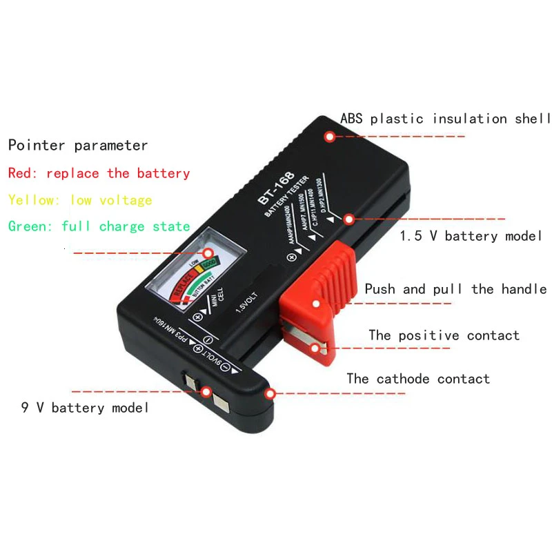 Портативный BT 168 Универсальный цифровой тестер емкости батареи Вольт проверки для кнопки нескольких размеров батареи проверки диагностический инструмент