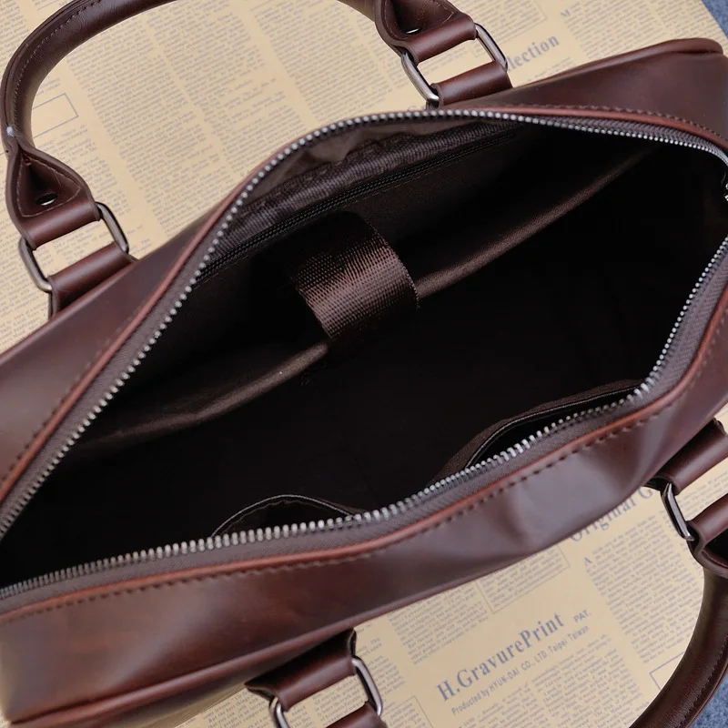 Мужской винтажный дизайнерский портфель, брендовая Сумка-тоут из искусственной кожи, деловая офисная мужская сумка-мессенджер, повседневная однотонная сумка для ноутбука