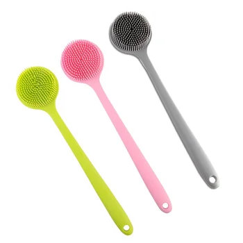 

Bathroom Accessories Long Handle Silicone Bath Brush Back Rub Massage Shower Cleaning Brushes Cleaning Tools,