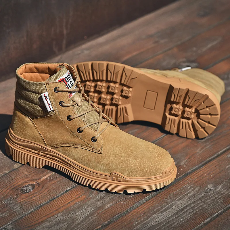 

2020 New Men Boots Leather Waterproof Lace Up Military Boots Men Winter Ankle Lightweight Shoes for Men Winter Casual Non Slip