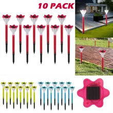 10 шт. солнечные садовые огни красочный пейзаж дорожка светодиодный светильник садовая лужайка во дворе Солнечный декоративный свет солнечний свет