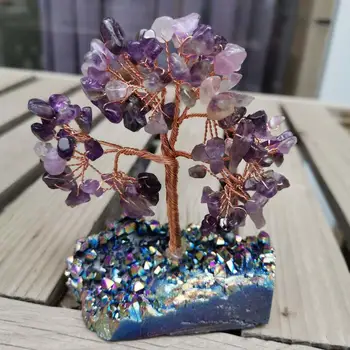 

Natural Crystal Tumbled Stones Tree of Life Money Tree Feng Shui Ornament