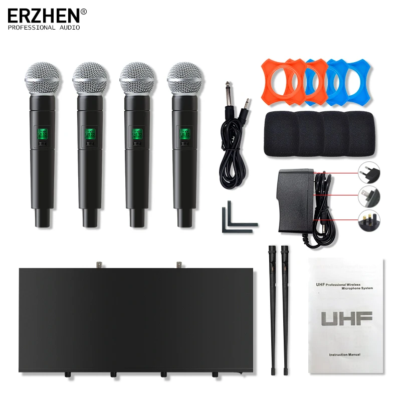 Портативная микрофонная Беспроводная система UHF4 канальная конденсаторная