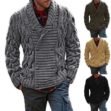 ZOGAA Men Sweaters Coat Winter Thicken Twist Sweaters Jacket Casual Warm Knitting Double-breasted Jumper Mens Cardigan Sweater