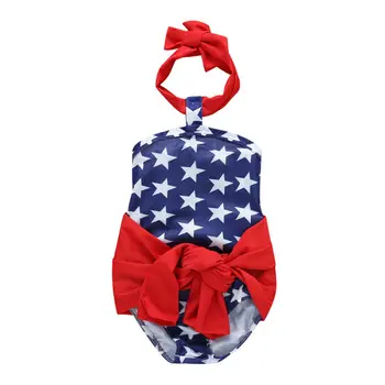 

Toddler Kids Girls Baby American Flag Swimwear Swimsuit Patriotic Beachwear Suit