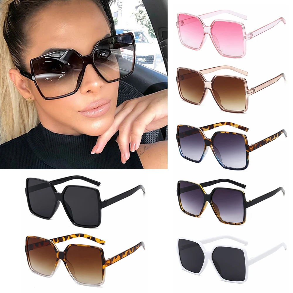 1PC Unisex Fashion Oversized Square Sunglasses Retro Big Frame Flat Top Sun Glasses Shades UV400 Protection Eyeglasses_voghion.com