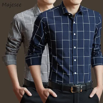 

Shirts Men Turn-down Collar Single Breasted Leisure Slim Plus Size Simple All-match Korean Style Daily Shirt Mens Trendy Chic