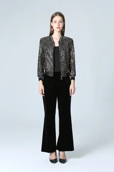 

Leisure Time Suit Middle Age 2019 Autumn Print Skinny Wear Twinset Leopard Cardigan Suit-dress