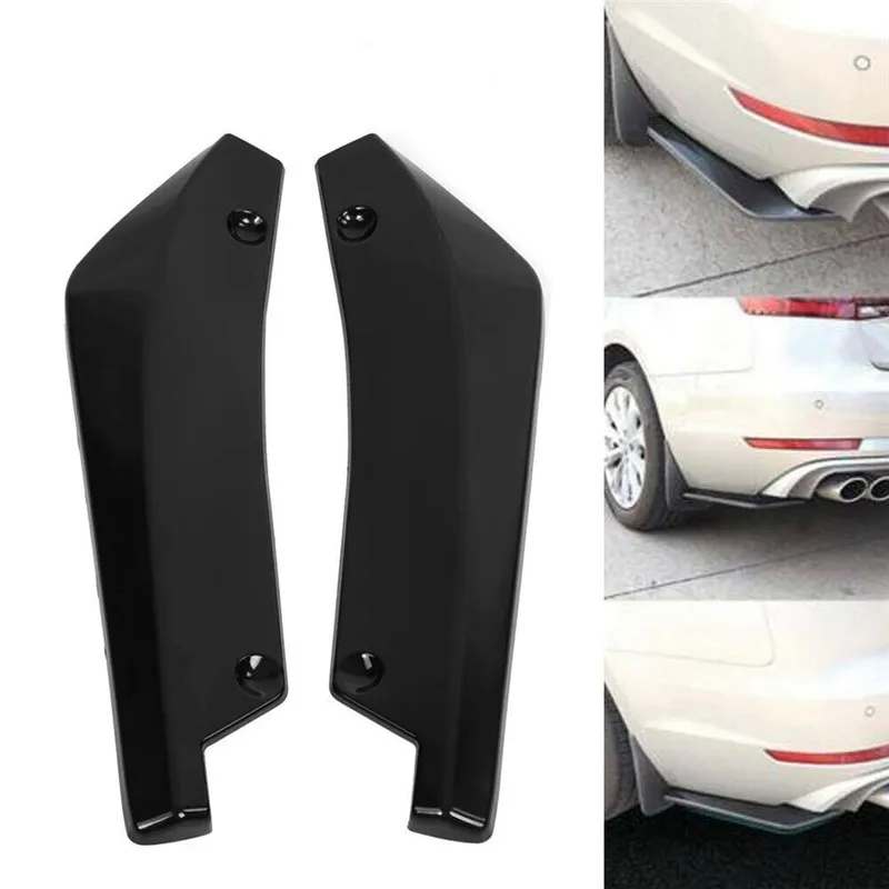 

Car rear bumper spoiler 2pcs universal ABS material bright black collision diffuser angle separator protector automatic side fin