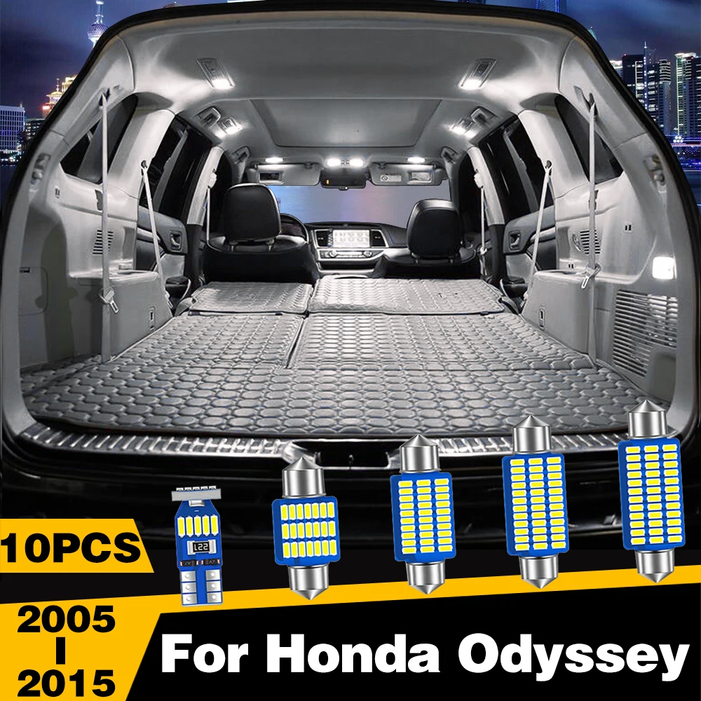

10 шт., лампы для чтения интерьера автомобиля Honda Odyssey 2005 2006 2007 2008 2009 2010 2011 2012 2013 2014