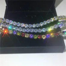 Vecalon Теннисный браслет, Круглый, 6 мм, кубический цирконий, белое золото, заполненный, вечерние, свадебные браслеты для женщин, мужчин, Ледяной, хип-хоп ювелирные изделия