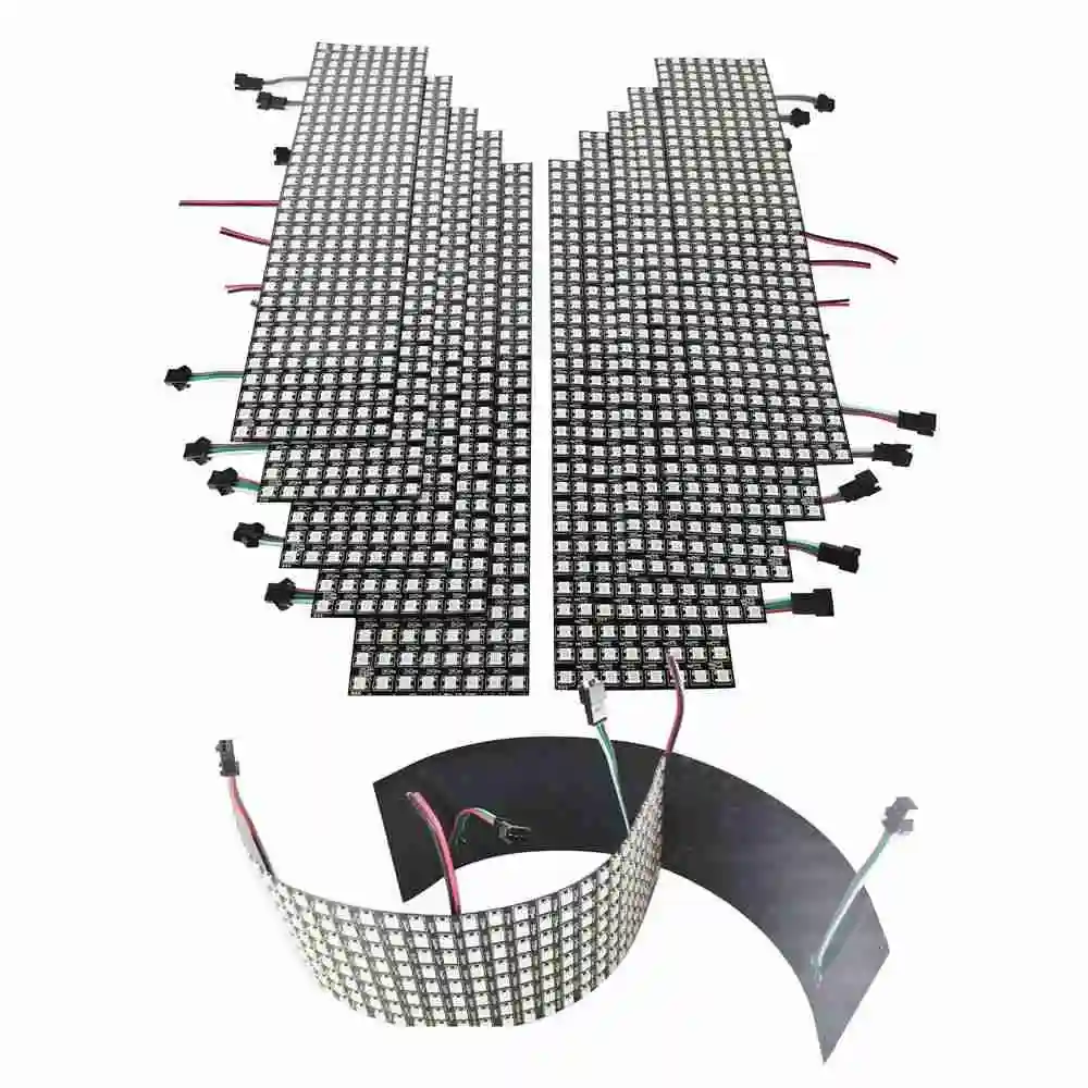 1-10PCS WS2812b 8X32 Individually Addressable Led Panel 5050 RGB Screen Module 256 Pixels 3Pin Flexible Deformable Block DC5V led modules led module led panel light
