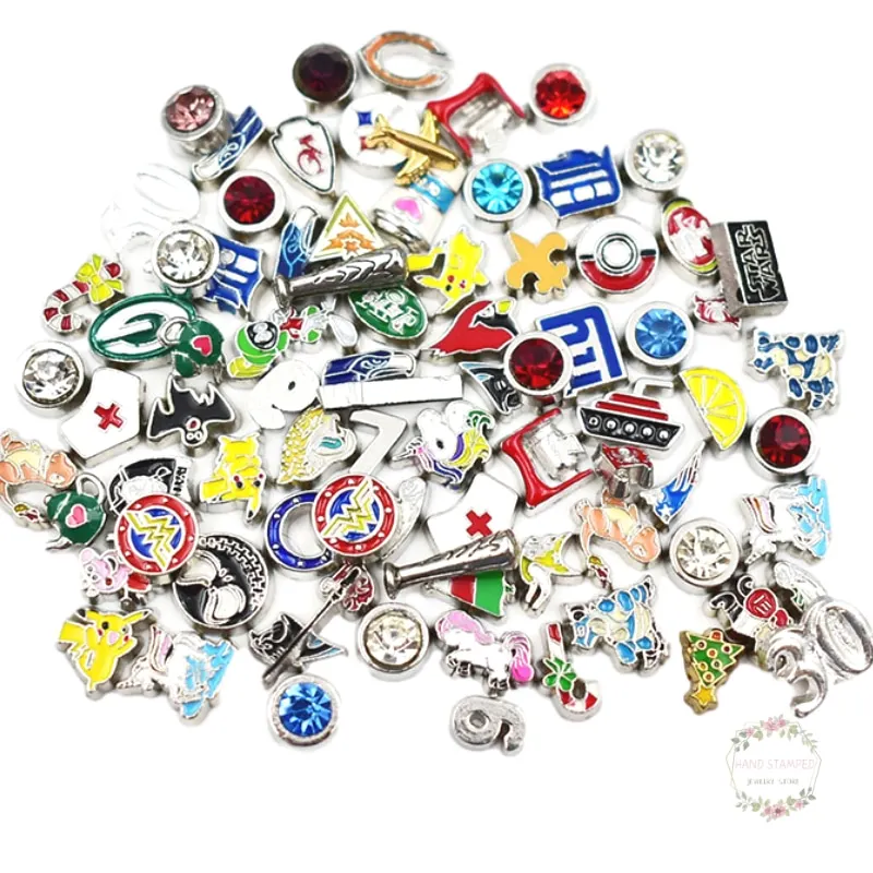 

Mixed Alloy Floating Charms Flat Back Cute Mini Enamel Silver Sport Animals Nurse Rhinestone Memory Charm Accessories 20PCS/LOT
