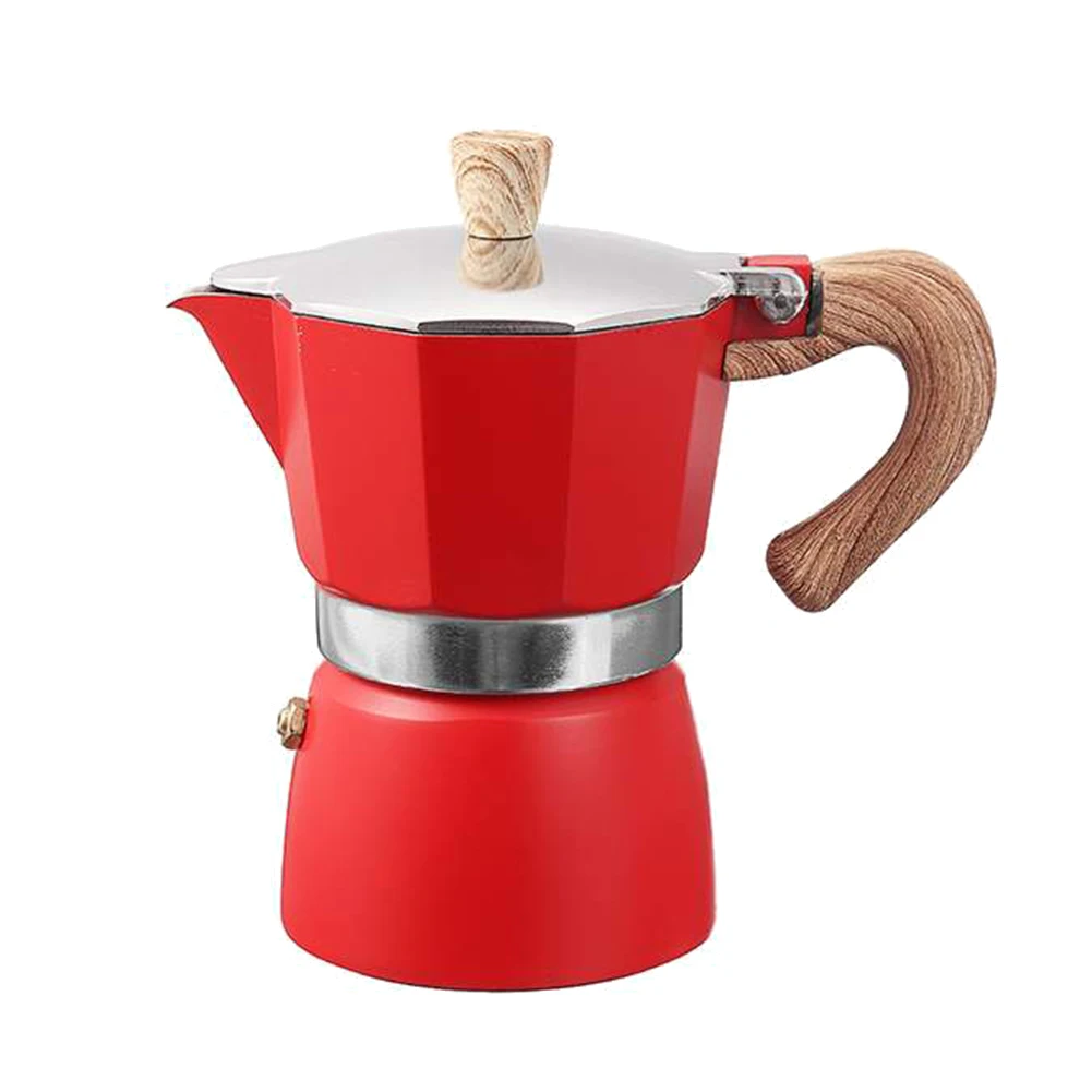 300ml 6 serving aluminum moka pot, espresso penetration coffee pot,  self-service home outdoor stove cafe tool silver red black - AliExpress