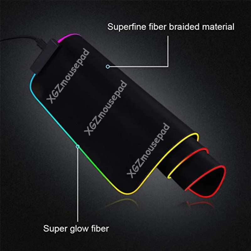 XGZ Large RGB Mouse Pad Black Lock Edge Anime HD Swordsman Custom Computer Desk Mat Natural Rubber