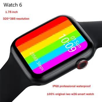 

2PCS Smartwatch IWO W26 44mm Watch 6 Smart Watch Thermometer ECG Heart Rate Monitor Temperature Waterproof IP68 PK IWO8 IWO 12