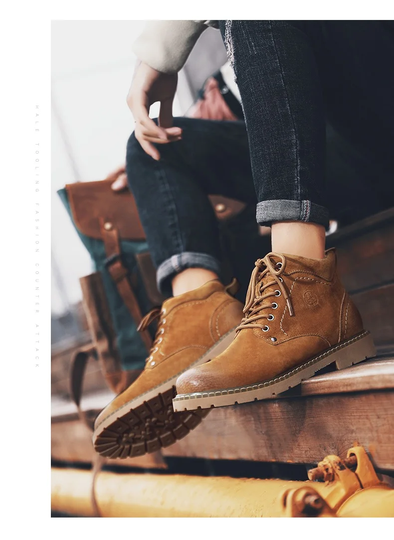 Winter Ankle Boots mens Genuine Leather Snow Boots Big Size 38-50 Outdoor Warm Winter Shoes for Men Anti-cold Boots Walker Peak