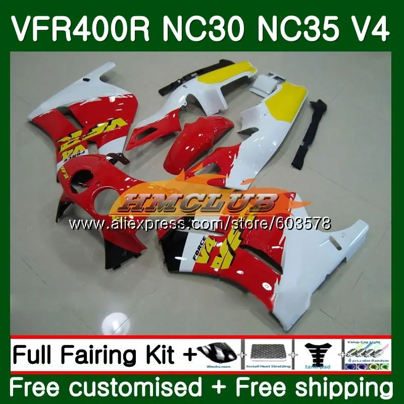 No. 1 VFR400 R для HONDA VFR400R NC35 1993 1994 1995 1996 1997 1998 99CL. 75 ЛРВ 400 R NC24 93 94 95 96 97 98 красный, Белый Топ обтекатель - Цвет: No. 1