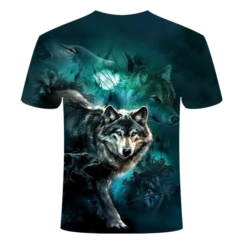 Новинка года, забавная футболка с 3D принтом волка с животными, мужская летняя футболка с короткими рукавами, футболка, Мужская модная футболка 6XL
