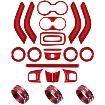 

21 PCS Full Set Interior Trim Kit-Door Handle Cup Cover Steering Wheel & Center Console Trim Air Outlet Cover for Jeep Wrangler