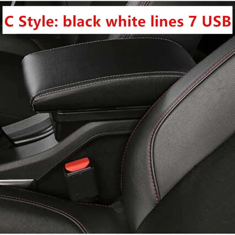 for LADA GRANTA Central armrest box lada Car interior modification accessories chargeable USB Double layer - Название цвета: C Black white line