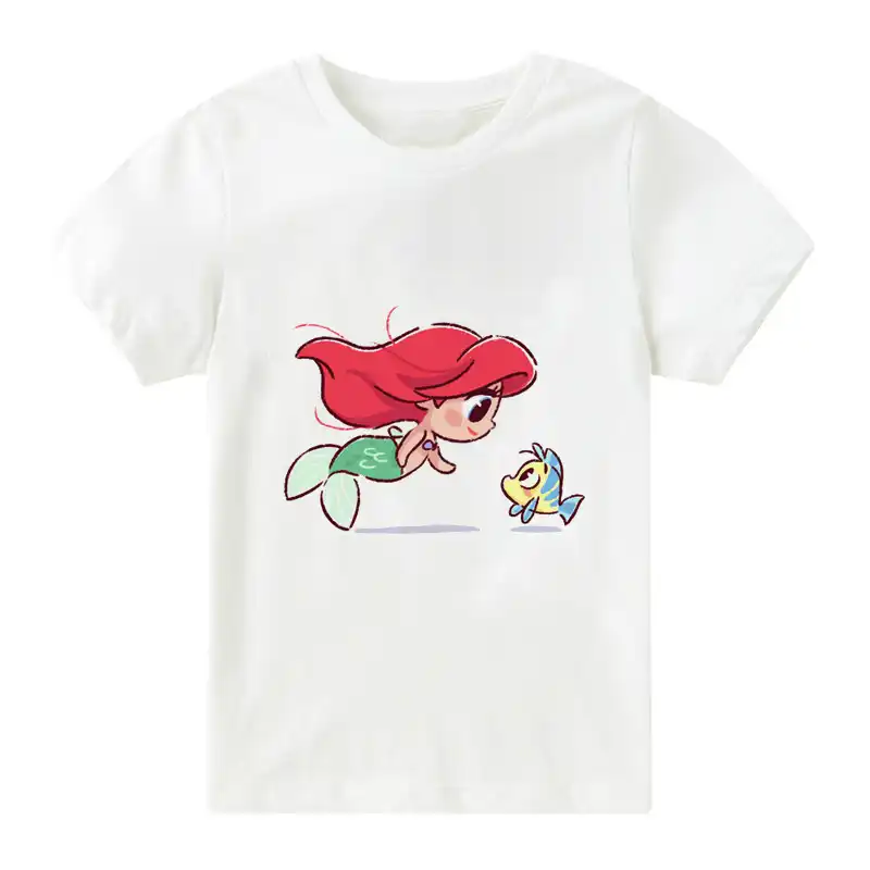 Camiseta De Verano Para Ninas Con Dibujos Animados Impresos De La