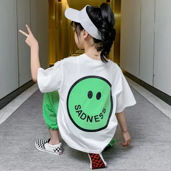 

Baby Girl Fashion Cotton Set 2020 Summer New Smiley Short Sleeve Casual Pants 2 Piece Kids Clothes Kids Clothes Pullover