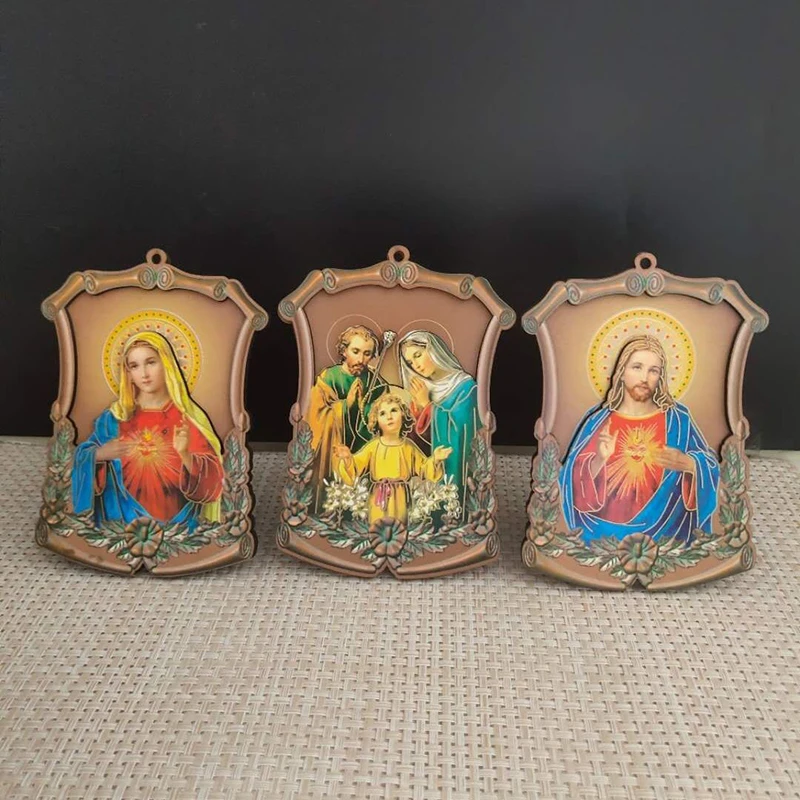 Description Picture 2 of itemChristian Catholic Relics Wood Icon Jesus Sacred Heart Virgin Mary statues ornaments home decor articulos religiosos catolico