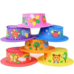 Chapeau en papier mousse EVA, 6 pièces/lot, bricolage, dessin animé 3D, Cowboy pour enfants, école maternelle, fait à la main, accessoires de Performance décoratifs 