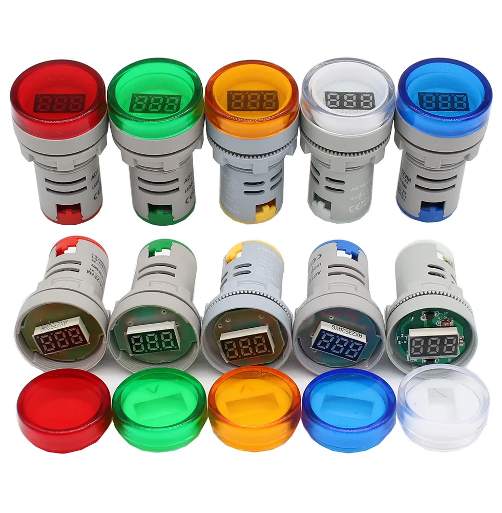 

Цифровой вольтметр переменного тока, 22 мм, 20-500 В, красный, зеленый, желтый, синий, измеритель напряжения, цифровой дисплей AD16, индикаторная лампа
