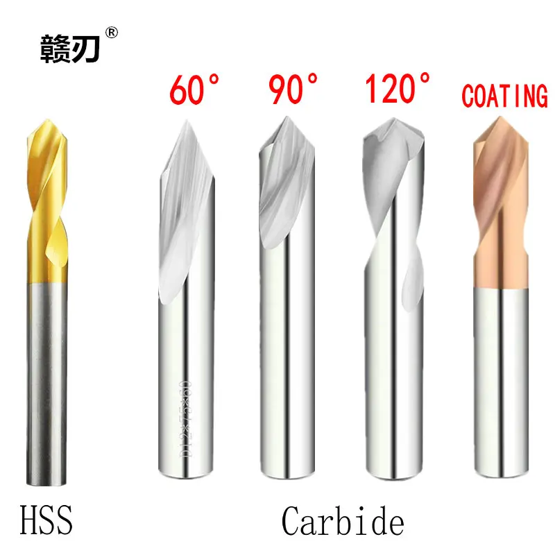 

HSS & Carbide 60 90 120 Degree NC Spot Drill Stub Starting Location Center Bit Prepare Guide Pilot Hole Chamfer Machine Tool