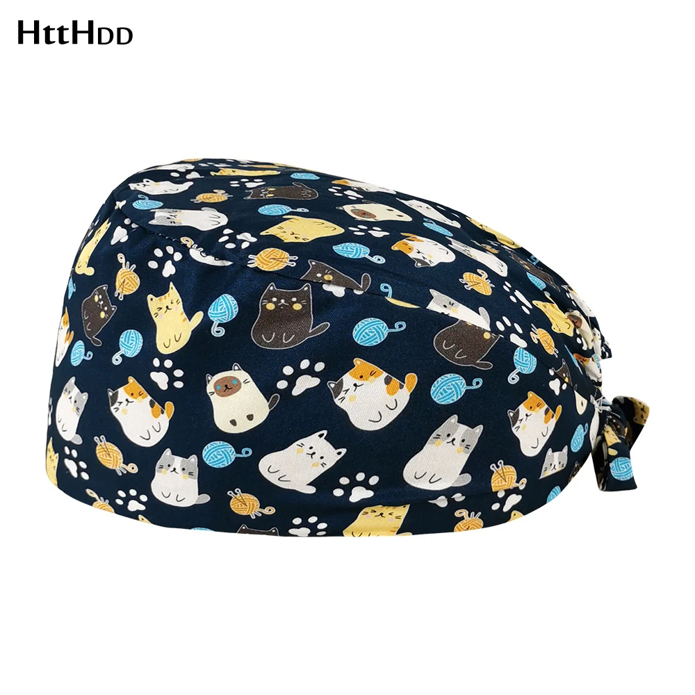 

Unisex Adjustable scrub hat Cartoon Animals Print Hat scrub cap Beauty salon working Clean hat scrubs work hat Spa Work Wear Hat