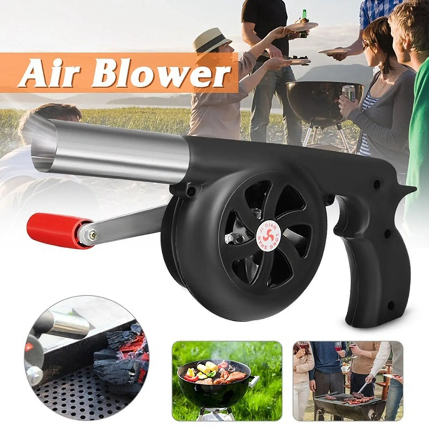 Details about   BBQ Manual Hand Crank Barbecue Charcoal Grill Fire Starter Fan Air Blower tools 