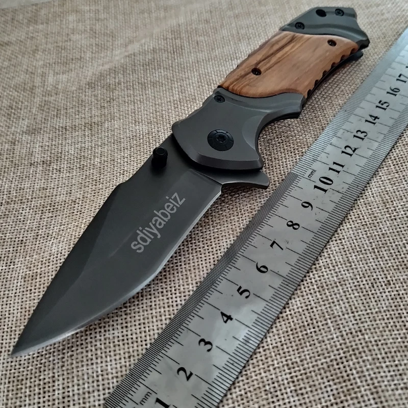 

New Folding Knife Pocket Hunting Camping Knife Tactical Folding Knife 440C Steel Blade Survival Outdoor Tool Wood Handle knife