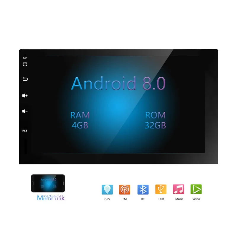

2 Din Stereo Receiver HD Android 8.0 7 Inch Capacitive Touch Screen HD GPS Navigation Central Multimidia Android Car Multimedia